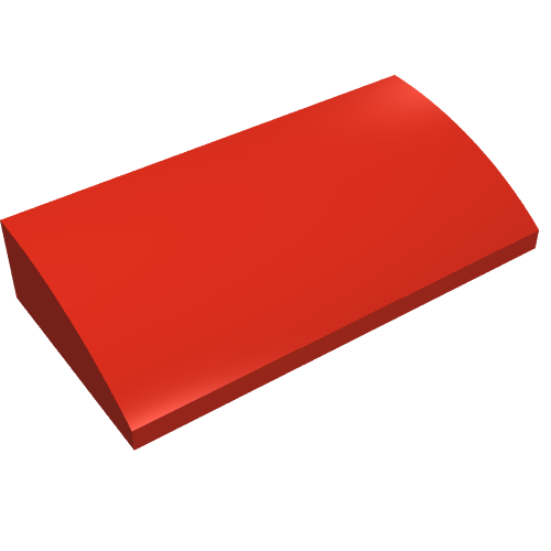 Lego Brick Curved 2 x 4 x 2/3 No Studs [No Bottom Tubes] / Red