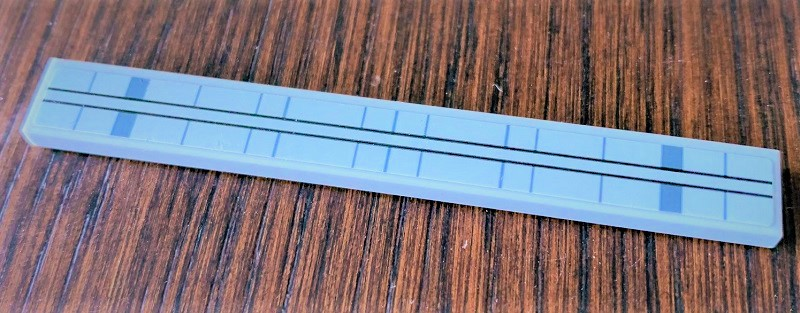 Lego Tile 1 x 8 with SW Tie Striker Black and Dark Bluish Gray Lines Pattern (Sticker) - Set 75154