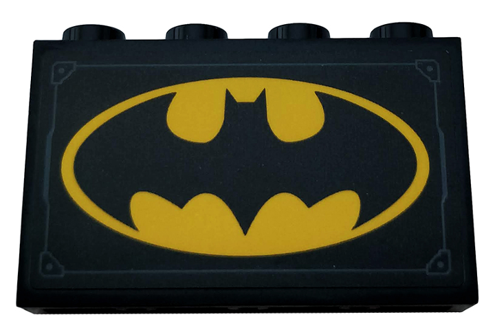 Lego Panel 1 x 4 x 2 with Side Supports - Hollow Studs with Metal Plate and Yellow Batman Logo Pattern (Sticker) - Set 76160