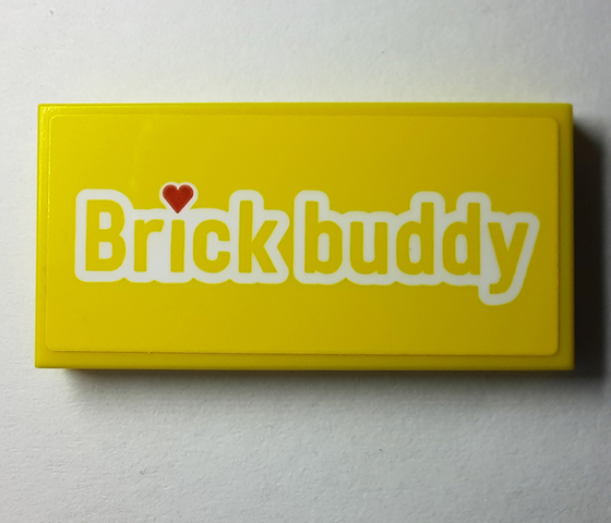 Lego Tile 2 x 4 with 'Brick buddy' with White Outline, Red Heart Pattern (Sticker) - Set 40385
