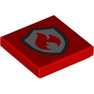 Lego Tile 2 x 2 with Silver Fire Fighter Symbol Print