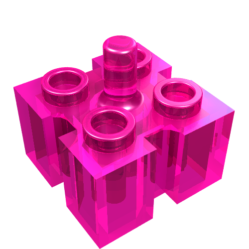 Lego Brick Special 2 x 2 with Grooves and Top Peg / Trans-Dark Pink