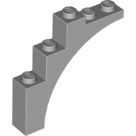 Lego Brick Arch 1 x 5 x 4 [Continuous Bow, Raised Underside Cross Supports] / Light Bluish Gray