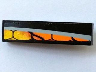 Lego Slope, Curved 4 x 1 with Snakeskin Pattern and Silver Line Pattern Model Right Side (Sticker) - Set 8158