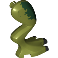 Lego Animal Body Part, Dinosaur, Dilophosaurus Leg, Right, with Black Claws and Dark Green Spots print / Olive Green