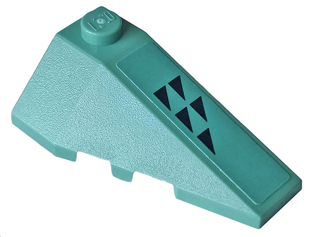 Lego Wedge 4 x 2 Triple Right with Five Black Triangles on Sand Green Background Pattern (Sticker) - Set 70612 / Sand Green