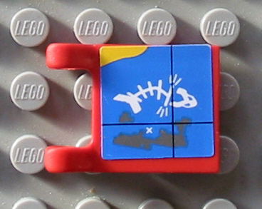 Lego Flag 2 x 2 Square with Flat Edge with Blue Map Pattern (Sticker) - Set 6559