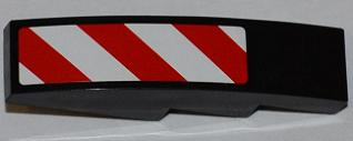 Lego Slope, Curved 4 x 1 with Large Red and White Danger Stripes Pattern (White Corners) Model Right Side (Sticker) - Set 4203