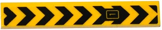 Lego Tile 1 x 6 with Black Chevrons and Number 1 in Rectangle Pattern (Sticker) - Set 76038 / Yellow