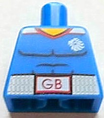 Lego Torso Shirt with Muscles Outline and Belt with 'GB' Pattern / Blue