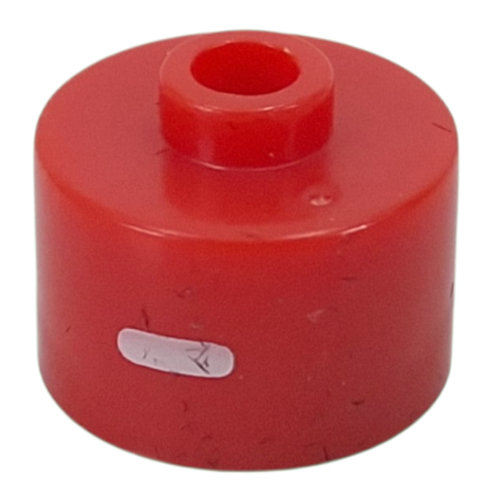 Lego Pen Bead, Round Long, Flat Edge with White 'I' Print / Red