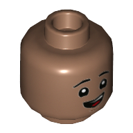 Lego Minifig Head, Eyebrows, Open Mouth Smile / Sad Print / Medium Brown