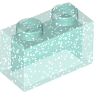 Lego Brick 1 x 2 without Bottom Tube / Glitter Trans-Light Blue