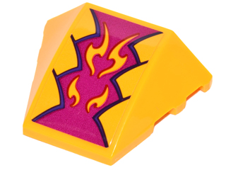 Lego Wedge 4 x 3 Triple Curved No Studs with Magenta and Bright Light Orange Geometric Dragon Scales Pattern (Sticker) - Set 41175 / Bright Light Orange