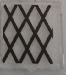 Lego Glass for Window 1 x 2 x 2 Flat Front with Black Lattice Pattern (Sticker) - Set 70810 / Trans-Clear