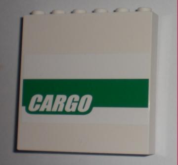 Lego Panel 1 x 6 x 5 with White 'CARGO' on Green Stripe Pattern (Sticker) - Set 7733
