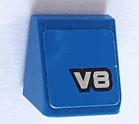 Lego Slope 30 1 x 1 x 2/3 with Silver 'V8' Pattern (Sticker) - Set 8495