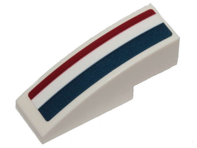 Lego Slope, Curved 3 x 1 with Dark Blue, White, and Dark Red Stripes Pattern Right (Sticker) - Sets 75205 / 75290