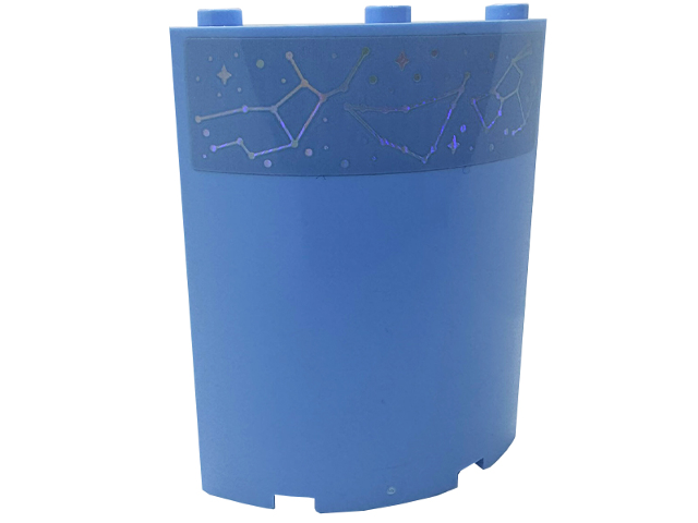 Lego Cylinder Quarter 4 x 4 x 6 with Iridescent Mirrored Constellation Pattern Model Left Side (Sticker) - Set 41713
