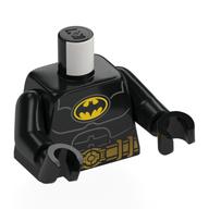 Lego Torso, Black Batman Logo on Yellow Background, Muscles, Gold Utility Belt Print, Black Arms and Hands / Black