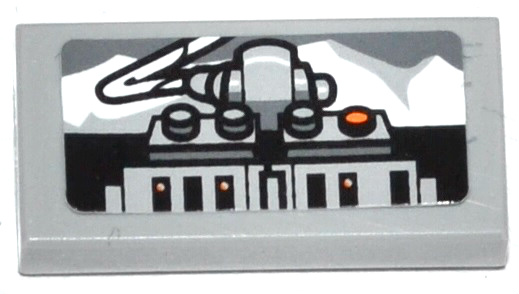 Lego Tile 1 x 2 with Winch Controls and White Mountains Pattern (Sticker) - Set 75049 / Light Bluish Gray