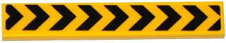 Lego Tile 1 x 6 with 9 Black Danger Chevrons Pattern (Sticker) - Set 76038