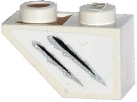 Lego Slope, Inverted 45 2 x 1 with Silver and Black Claw Scratch Marks Pattern Model Left Side (Sticker) - Set 75916