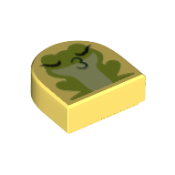 Lego Tile Round 1 x 1 Half Circle with Kissing Frog Print