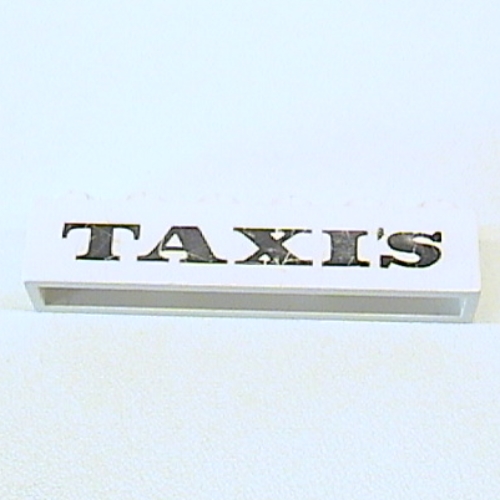 Lego Brick 1 x 6 with 'TAXI'S' Serif Bold Black Print