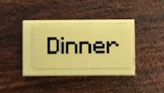 Lego Tile 1 x 2 with 'Dinner' Pattern (Sticker) - Set 21144 / Tan