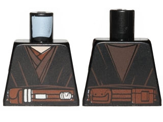 Lego Torso SW Jedi Robe, Reddish Brown Belt Pattern (Anakin Clone Wars) / Black