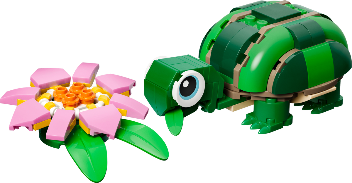 Lego Turtle with a Water Lily Flower