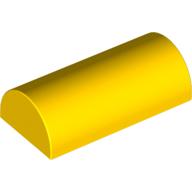 Lego Brick Curved 2 x 4 Double, No Studs, with Groove / Yellow