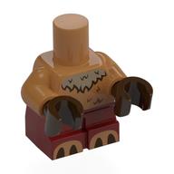 Lego Small Figure Body, Dark Red Legs, Dark Brown Hands, Dark Tan Fur print
