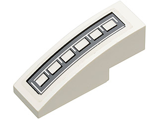 Lego Slope, Curved 3 x 1 with Black and Dark Bluish Gray Gray Grille Pattern (Sticker) - Set 5973 (Undetermined Type)