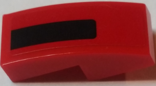Lego Slope, Curved 2 x 1 x 2/3 with Black Stripe on Red Background Pattern Model Left Side (Sticker) - Set 75908