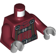 Lego Torso Jumpsuit with Harness Print (Skyhopper Pilot), Dark Red Arms, Light Bluish Gray Hands / Dark Red