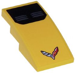 Lego Slope, Curved 4 x 2 with Double Air Vent Grilles and Corvette Racing Logo Pattern (Sticker) - Set 75870