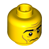 Lego Minifig Head Abraham Lincoln, Eyebrows, Cheek Lines, White Pupils Print [Hollow Stud] / Yellow