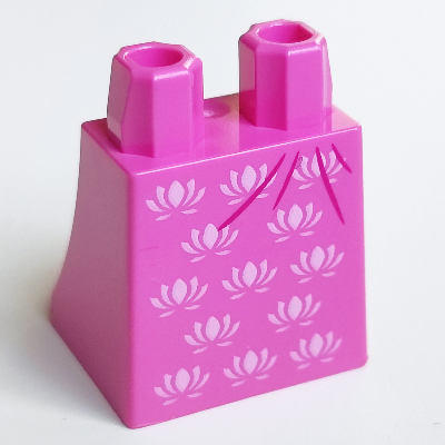 Lego Hips and Legs Under Dress/Robe with Bright Pink Flowers Print / Dark Pink