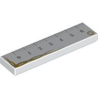 Lego Tile 1 x 4 with Ruler with Gold Trim Print