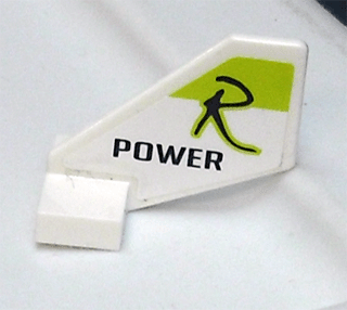 Lego Tail Shuttle, Small with Black 'R POWER' on Lime Pattern both sides (Stickers) - Set 8139