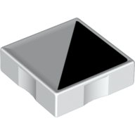 Lego Duplo Tile 2 x 2 with Shape Black 1/2 Square Print / White