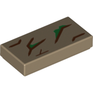 Lego Tile 1 x 2 with Tree Bark Print / Dark Tan