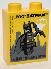 Lego Duplo, Brick 1 x 2 x 2 with LEGO Batman 2017 LEGOLAND Discovery Centre Pattern