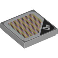 Lego Tile 2 x 2 with White Key on Black Triangle and Barcode Print (Sticker)