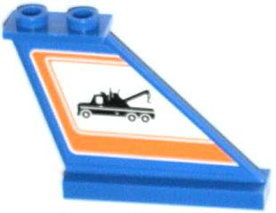 Lego Tail 4 x 1 x 3 with Tow Truck in Orange Border Pattern on Right Side (Sticker) - Set 60056