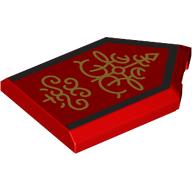 Lego Tile Special 2 x 3 Pentagonal with Gold Decorations, Black Border Print