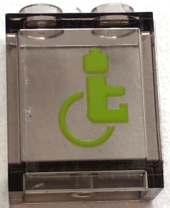 Lego Panel 1 x 2 x 2 with Side Supports - Hollow Studs with Lime Minifigure in Wheelchair Pattern (Sticker) - Set 60337 / Trans-Brown