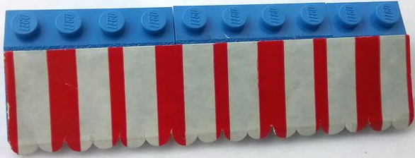 Lego Stickered Assembly 10 x 3 x 1 with Red and White Stripes Awning Pattern (Sticker) - Set 361-1
